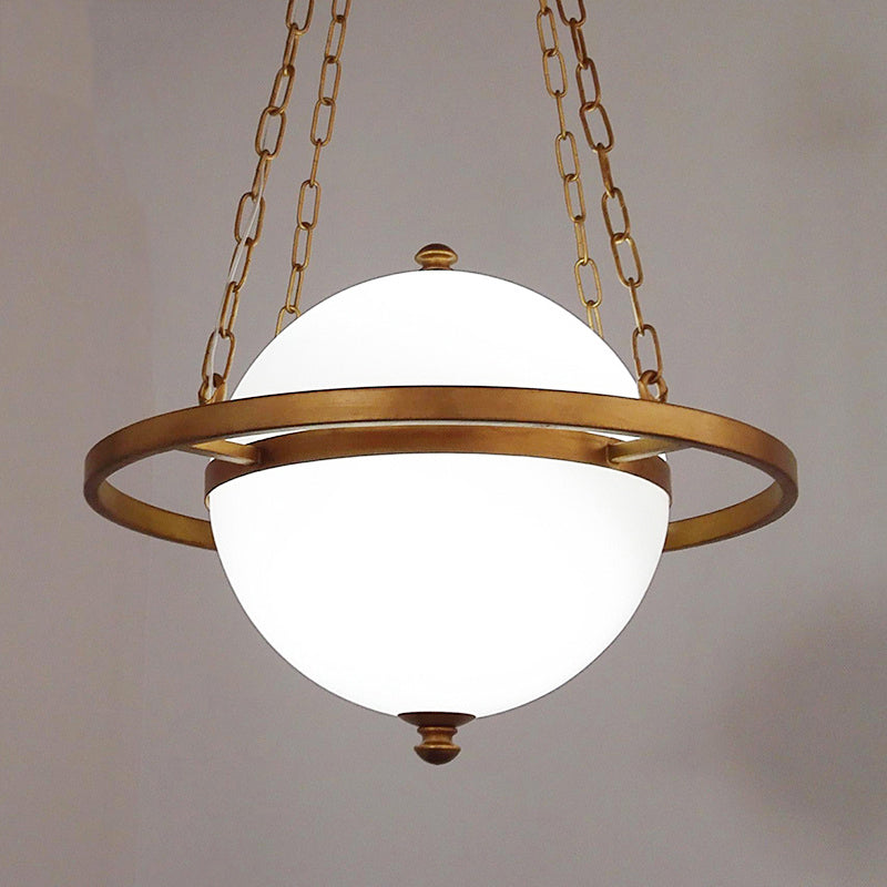 Nordic Sphere Suspension Pendant Opal Verre 1 tête Hanging Lightture en or pour le salon