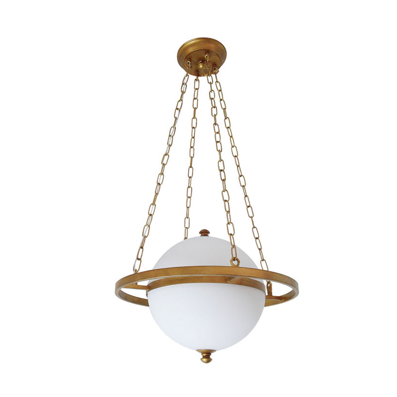 Nordic Sphere Suspension Pendant Opal Verre 1 tête Hanging Lightture en or pour le salon