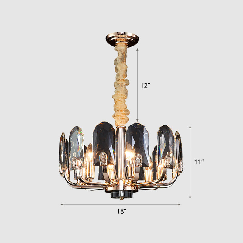 Gold Finish Round Pendant Light Post-Modern Crystal Panels Chandelier for Living Room