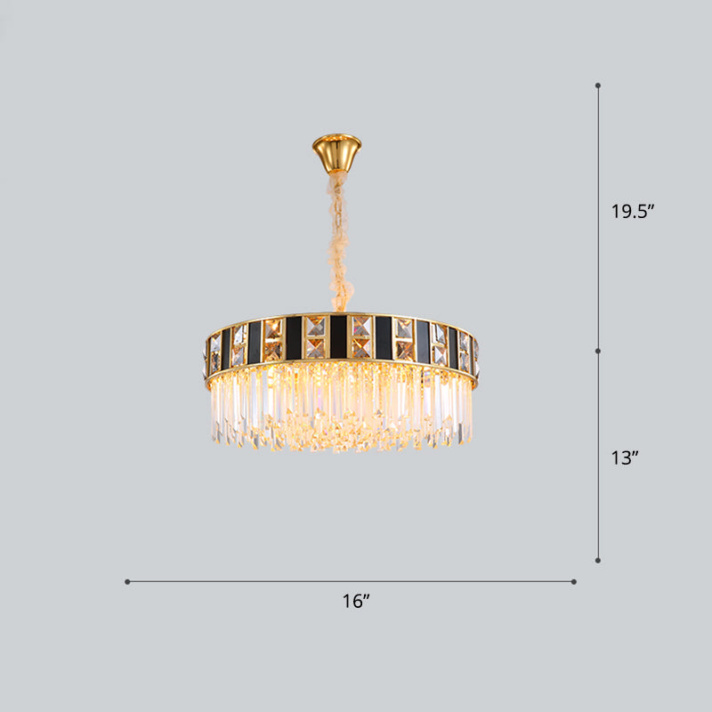 Modern Geometrical Chandelier Crystal Prism Living Room Suspension Light in Gold