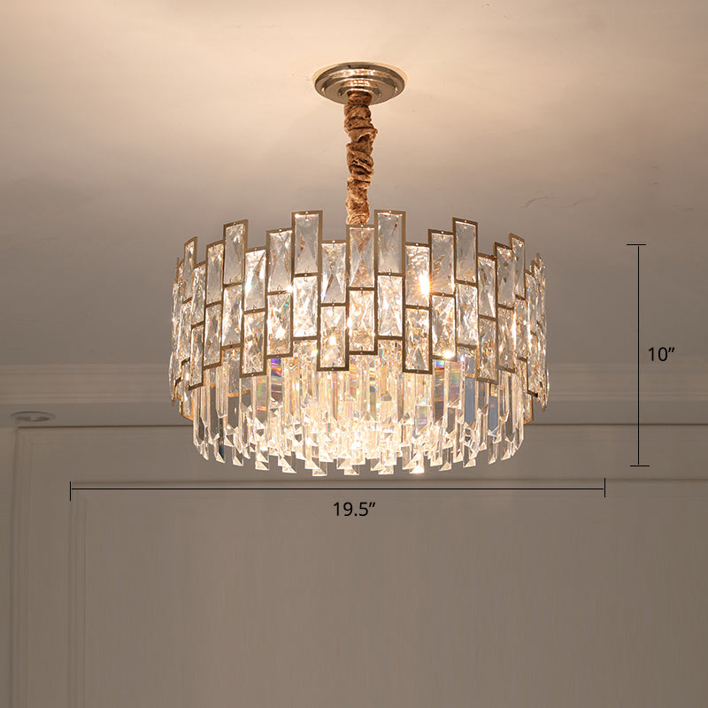 Round Living Room Chandelier Light Fixture K9 Crystal Modernism Hanging Pendant Light