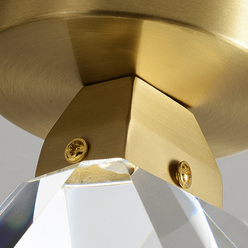 Gemstone Crystal Mini Light Postmodern Brass Acabado LED Semi Flush Montaje accesorio