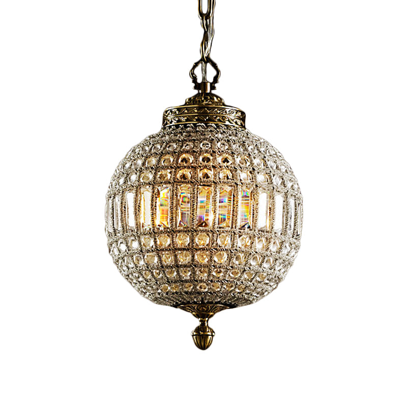 Crystal Globe Lampada sospesa tradizionale a testa singola soggiorno Luce a soffitto in oro