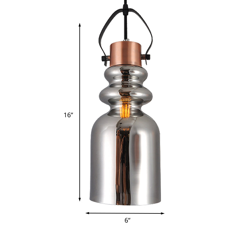 Kann hängende Lampe Retro 1 Kopf Silber/Gold/rot -braun und braune Glasdecke Anhänger Licht für Wohnzimmer