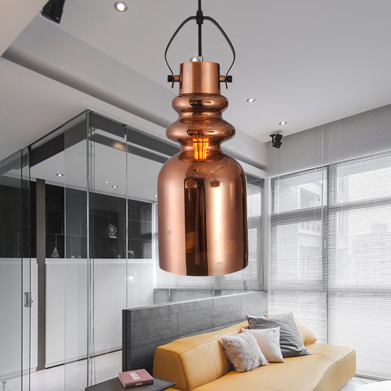 Can Hanging Lamp Retro 1 Head Silver/Gold/Red and Brown Glass Ceiling Pendant Light for Living Room