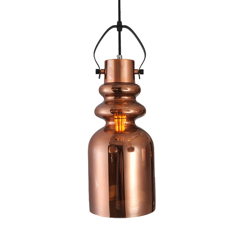 Can Hanging Lamp Retro 1 Head Silver/Gold/Red and Brown Glass Ceiling Pendant Light for Living Room