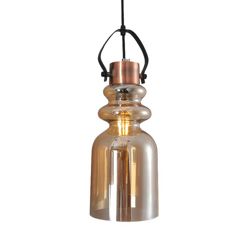 Can Hanging Lamp Retro 1 Head Silver/Gold/Red and Brown Glass Ceiling Pendant Light for Living Room