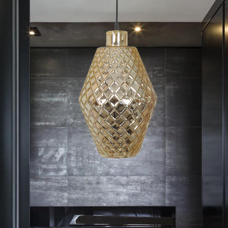 Jar Suspension Pendant Koloniaal koper/goud Glas 1 Lamp Woonkamer Hangende verlichtingsarmatuur