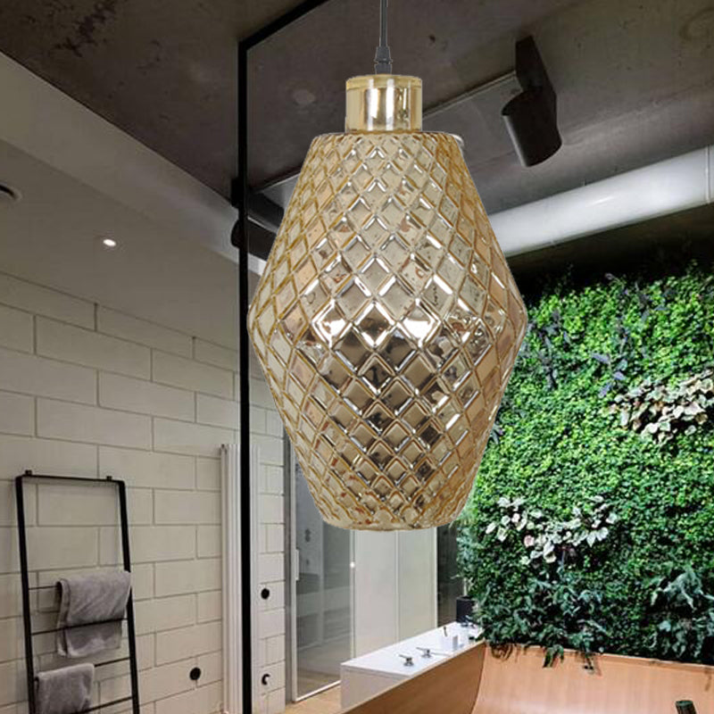 Jar Suspension Pendant Koloniaal koper/goud Glas 1 Lamp Woonkamer Hangende verlichtingsarmatuur