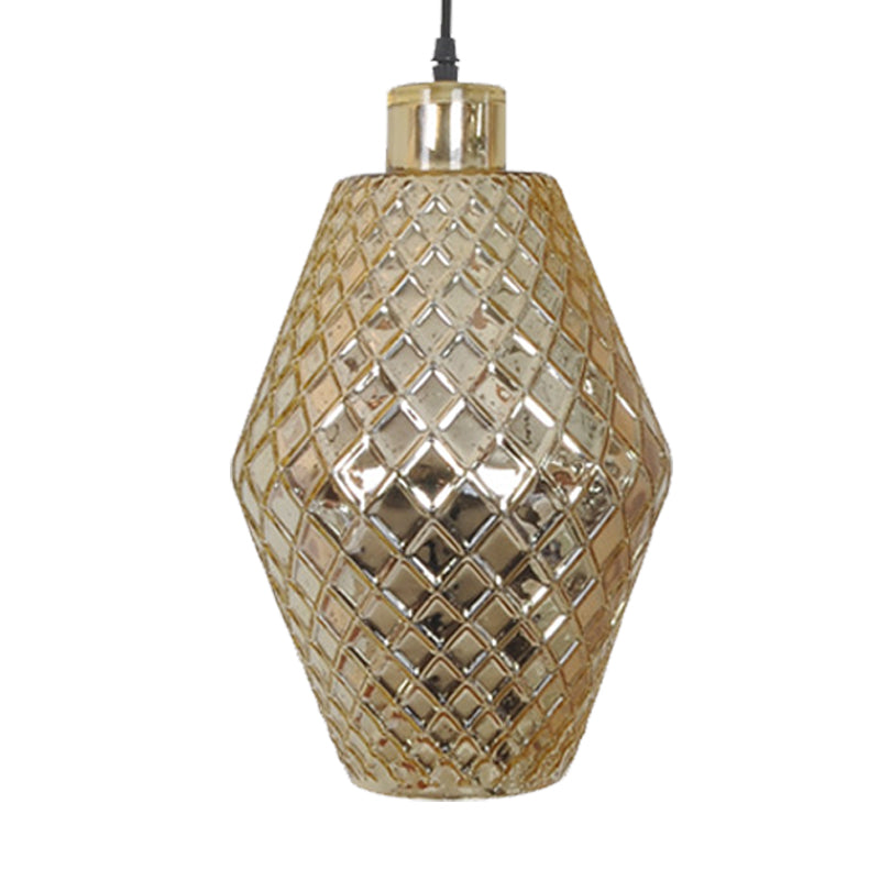 Jar Suspension Pendant Koloniaal koper/goud Glas 1 Lamp Woonkamer Hangende verlichtingsarmatuur