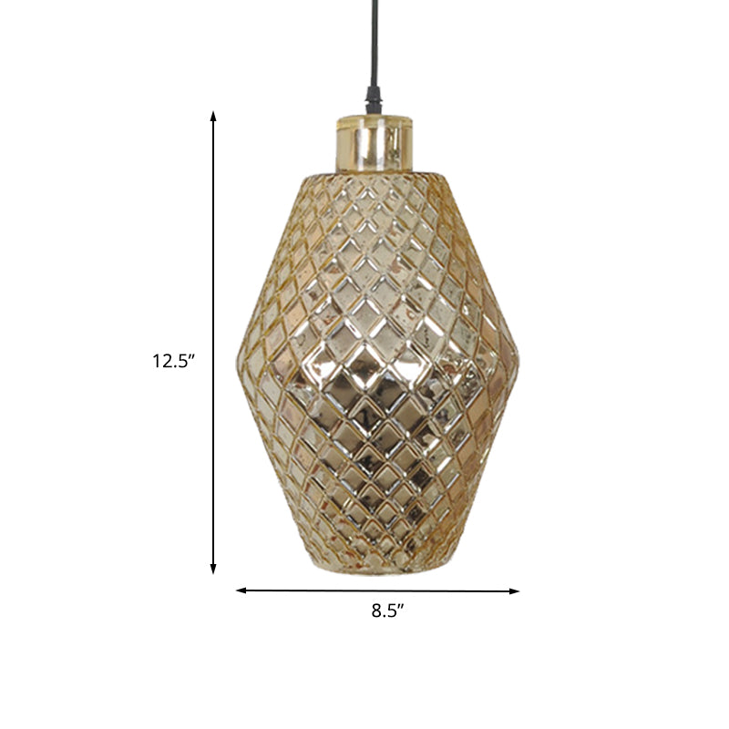 Jar Suspension Pendant Koloniaal koper/goud Glas 1 Lamp Woonkamer Hangende verlichtingsarmatuur