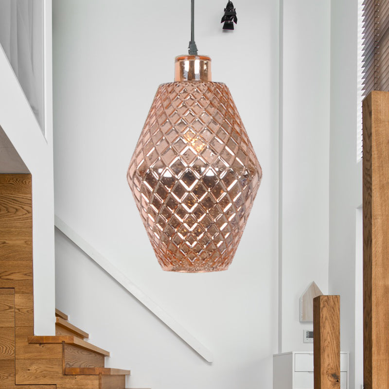 Jar Suspension Pendant Koloniaal koper/goud Glas 1 Lamp Woonkamer Hangende verlichtingsarmatuur