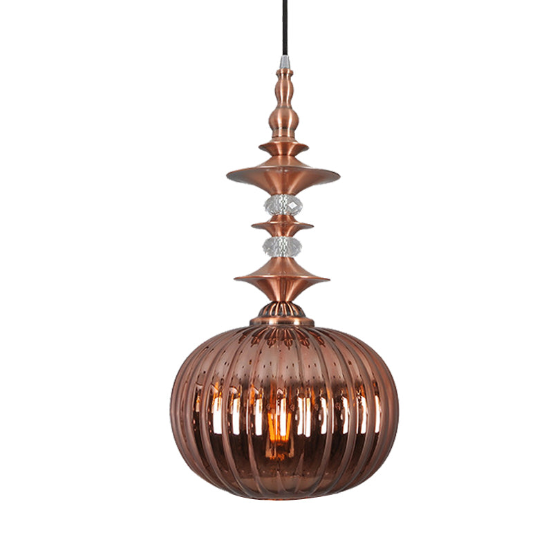 Globe Copper/Chrome/Gold Glass Ceiling Lamp Modernism 1 Head Hanging Lamp Kit for Dining Room