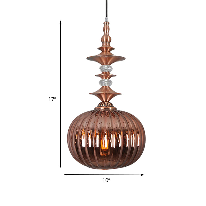 Globe Copper/Chrome/Gold Glass Ceiling Lamp Modernism 1 Head Hanging Lamp Kit for Dining Room