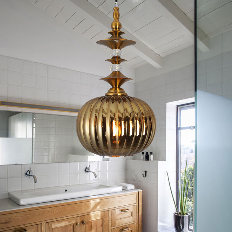 Globe koper/chroom/gouden glazen plafondlamp Modernisme 1 hoofdhangende lampkit voor eetkamer