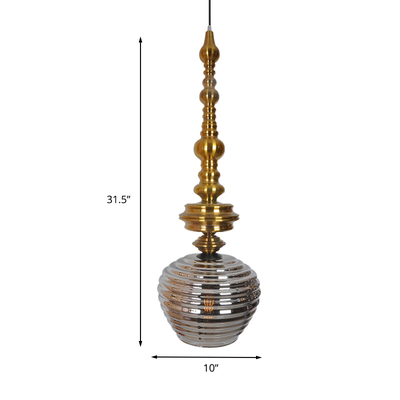 Modernism Cup Hanging Light Silver/Amber Glass 1 Head Living Room Ceiling Suspension Lamp