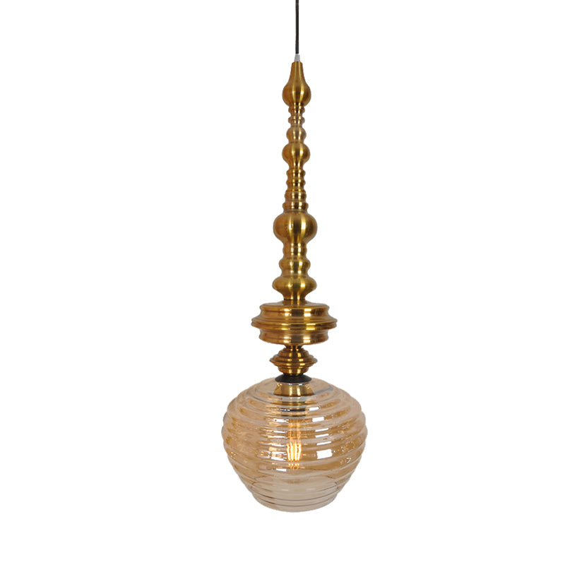 Modernism Cup Hanging Light Silver/Amber Glass 1 Head Living Room Ceiling Suspension Lamp