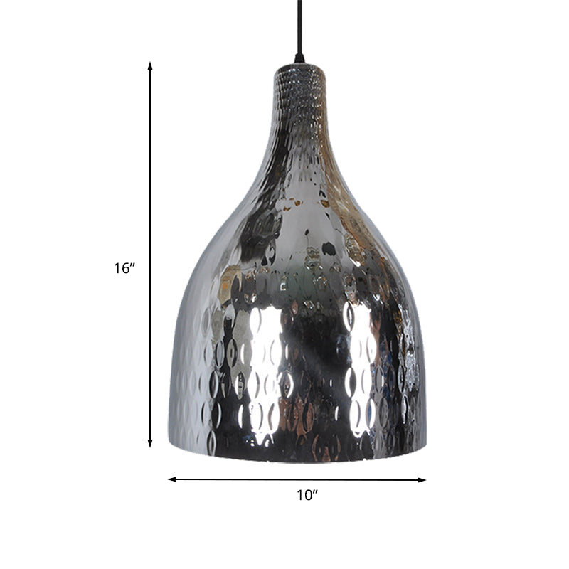 Bocal Pendant Light Modern Chrome / Amber Verre 1 Bulbe Éclairage suspendu pour chambre à coucher