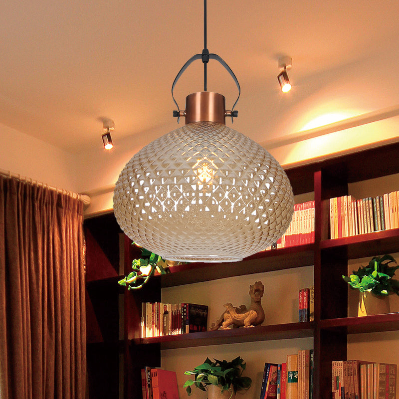 8"/10"/12" Wide Jar Suspension Pendant Colonial Amber Glass 1 Bulb Hanging Light for Bedroom