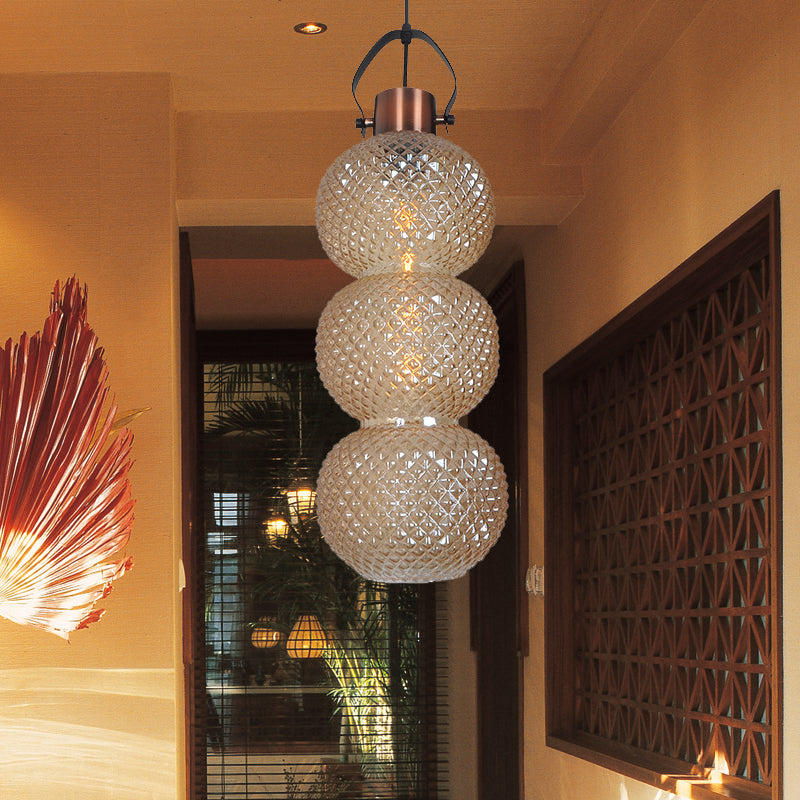 Bubble Hanging Light Modernism White/Chrome/Amber Glass 1 Head Ceiling Suspension Lamp for Hallway