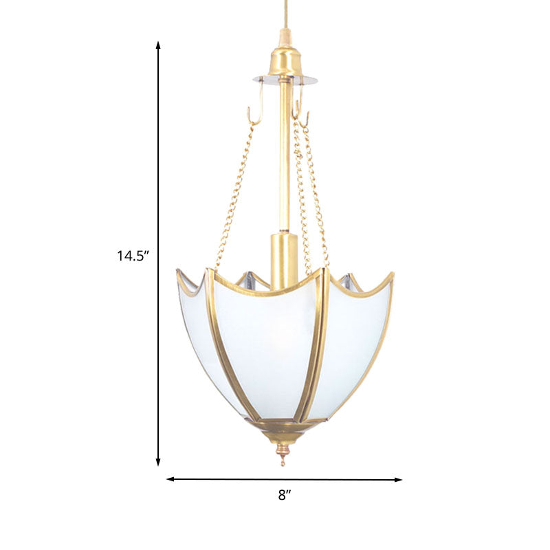 Nordic Umbrella Hanging Light White Glass 1 Bulb Ceiling Suspension Lamp for Living Room