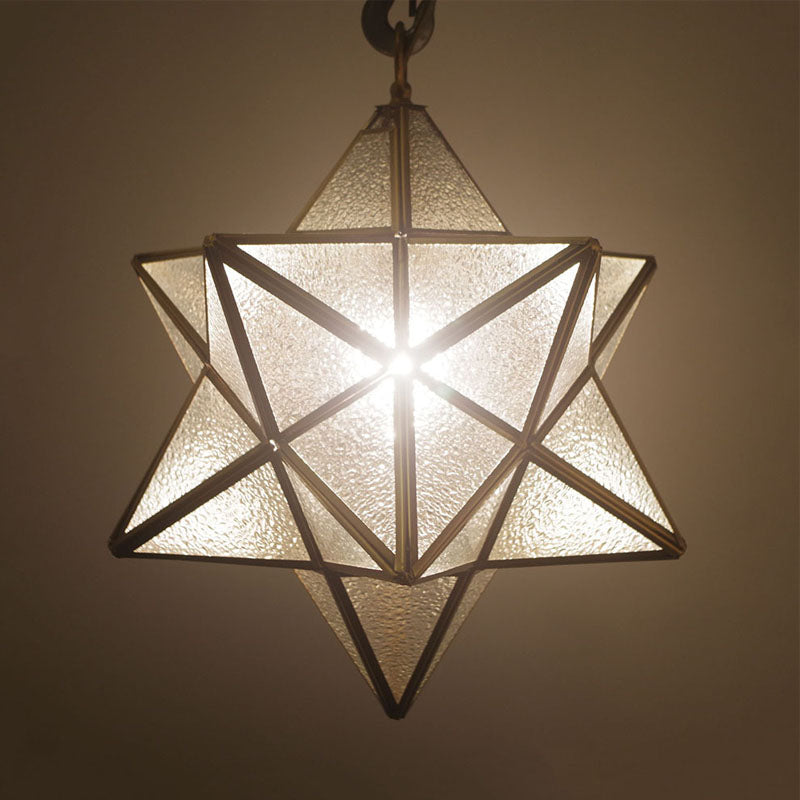 Star Pendant Lighting Modernism White/Opal Frosted Glass 1 Head Hanging Lamp Kit for Living Room