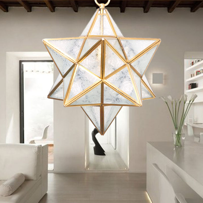 Star Pendant Lighting Modernism White/Opal Frosted Glass 1 Head Hanging Lamp Kit for Living Room