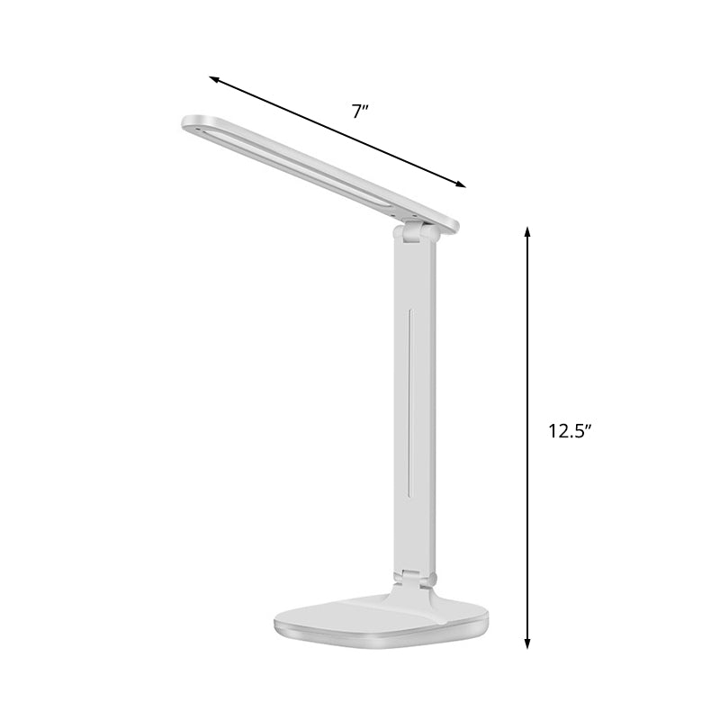 White Oblong Shade Desk Lamp Simple Style Plastic LED Rotatable Lamp for Bedside Reading