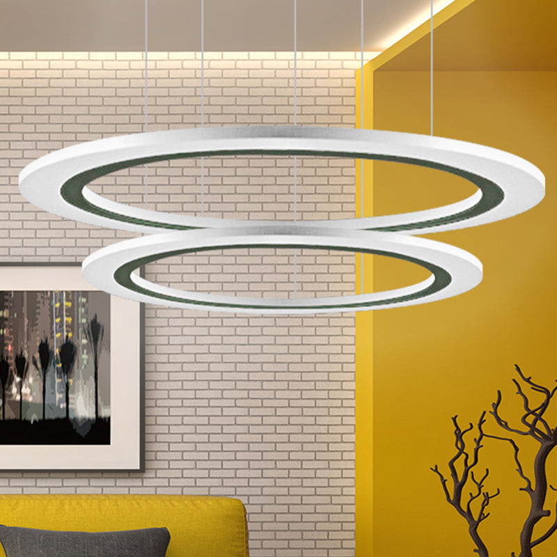 Circular Chandelier Pendant Simplicity Acrylic LED 1/2/3-Light Living Room Suspension Lamp in Warm/White Light with DIY Design