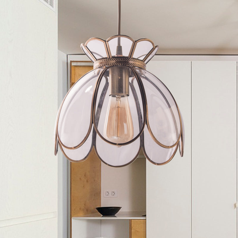 Ruffled Edge plafond hanger traditie helder glas 1 lamp hangende verlichtingsarmatuur, 9,5 "/10.5" breed