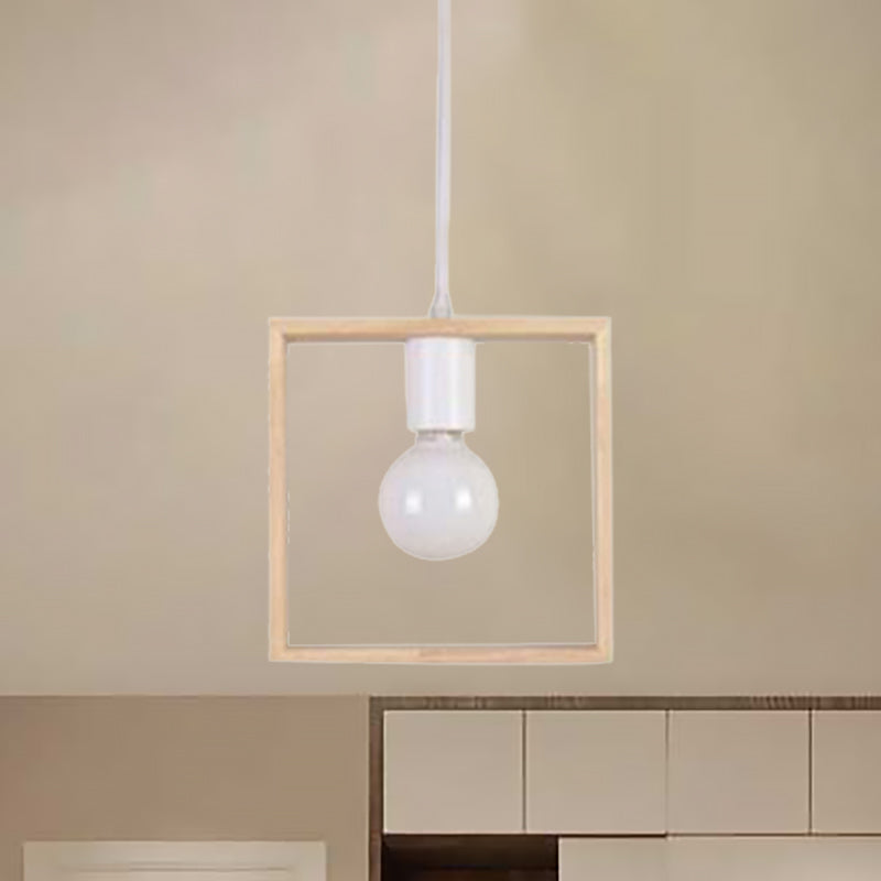 Triangle / carré / hexagonal suspension pendentif contemporain en bois à 1 lumière de chambre à coucher