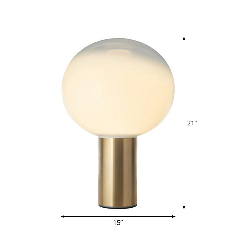 Spherical Frosted White Glass Table Light Minimalist 1 Bulb Gold Nightstand Lamp