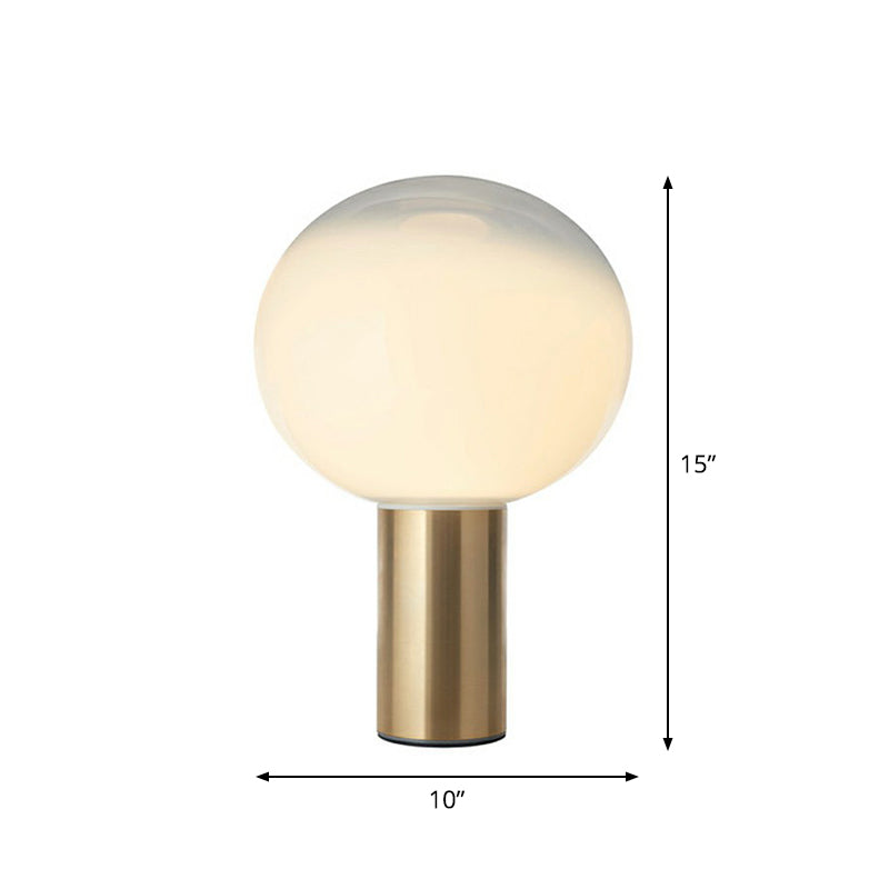 Spherical Frosted White Glass Table Light Minimalist 1 Bulb Gold Nightstand Lamp