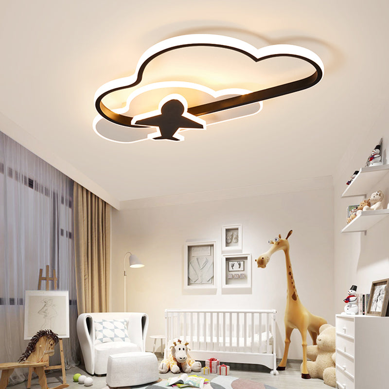 Zwart-wit geometrische LED-spoelplafondlamp eenvoud metalen spoeling Mount voor slaapkamer