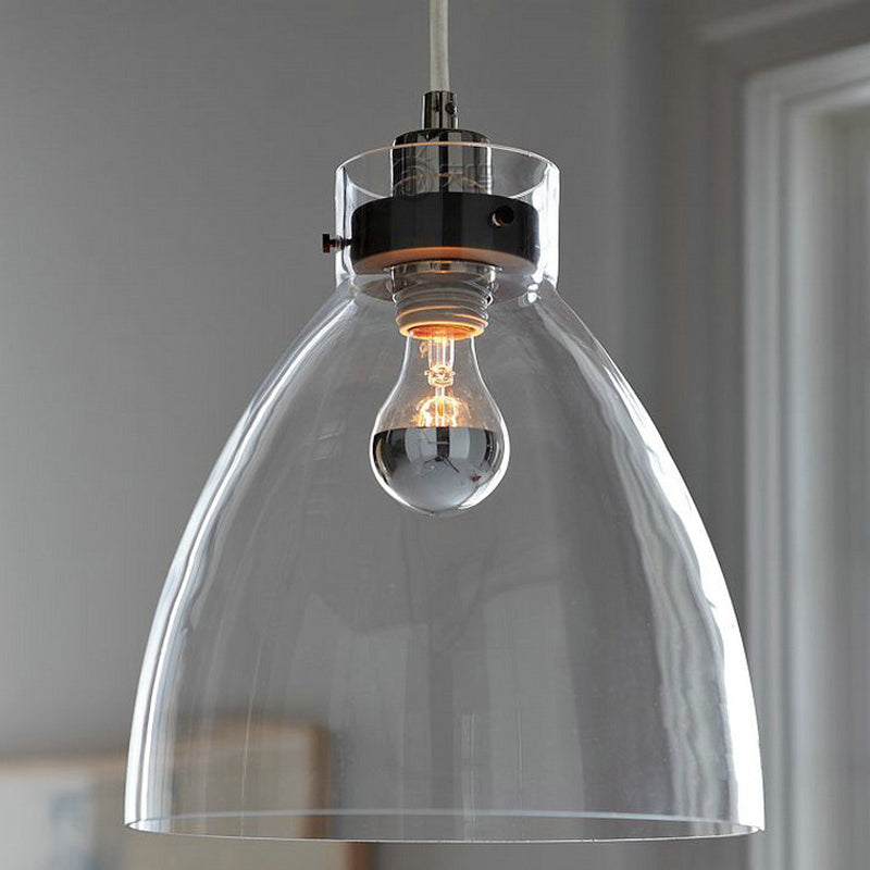 Clear Glass Domed Pendant Light One Head Simple Stylish Hanging Lamp for Dining Room