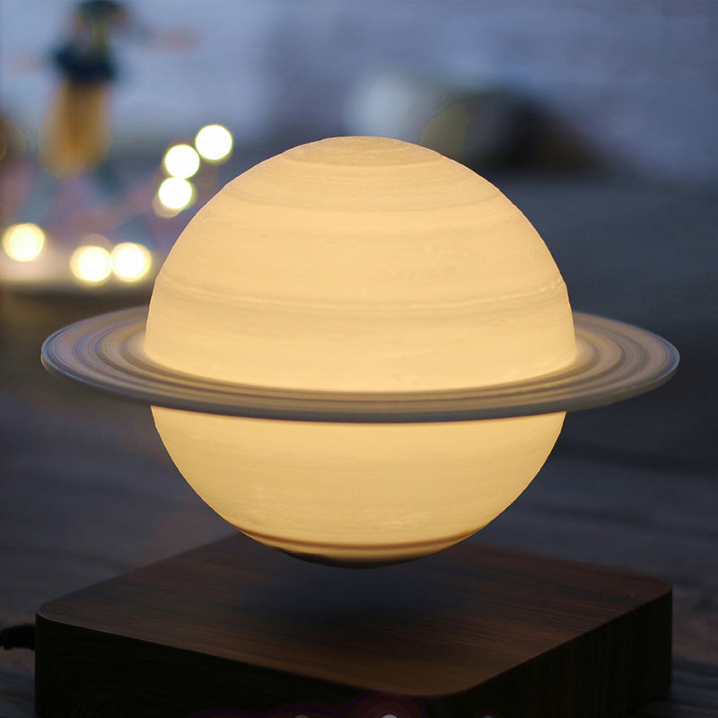 Lámpara de mesa Maglev de la luna infantil de la luna de niños iluminación de la noche del led de plástico en madera blanca