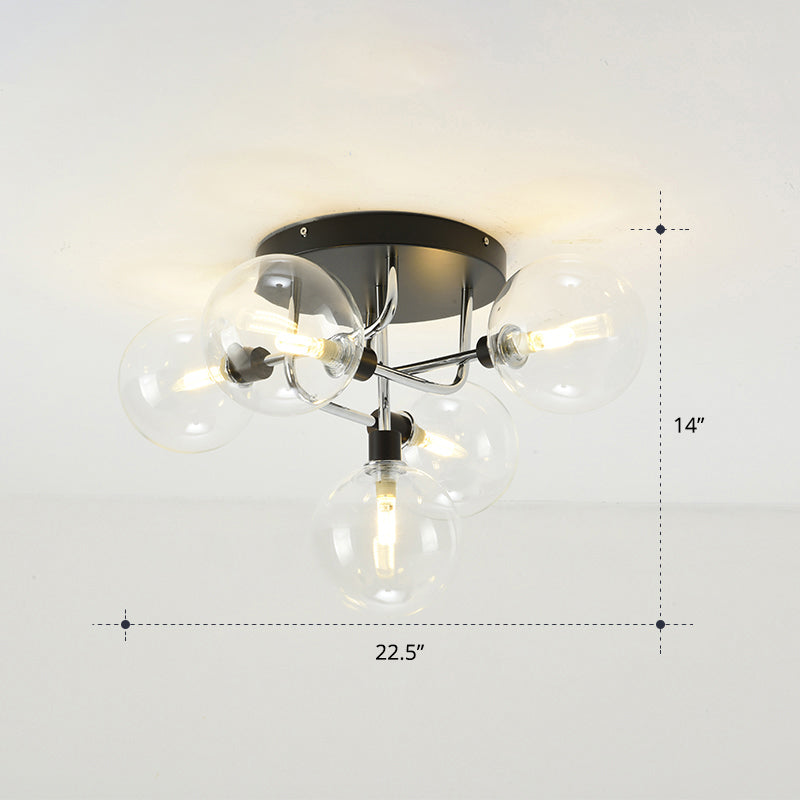 Bal semi-flush plafondlicht modern helder glazen eetkamer spoeling montage verlichtingsarmatuur