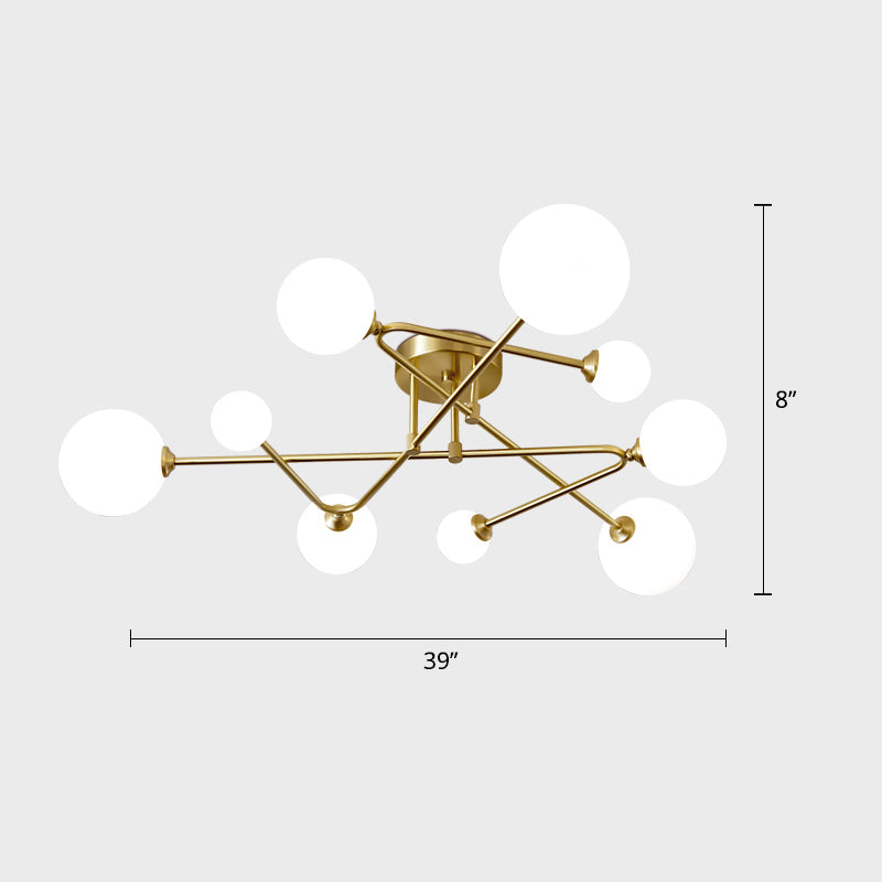 Luz de techo de vidrio de leche en forma de orbe Luz de techo posmoderna Semi Flush Montaje de montaje
