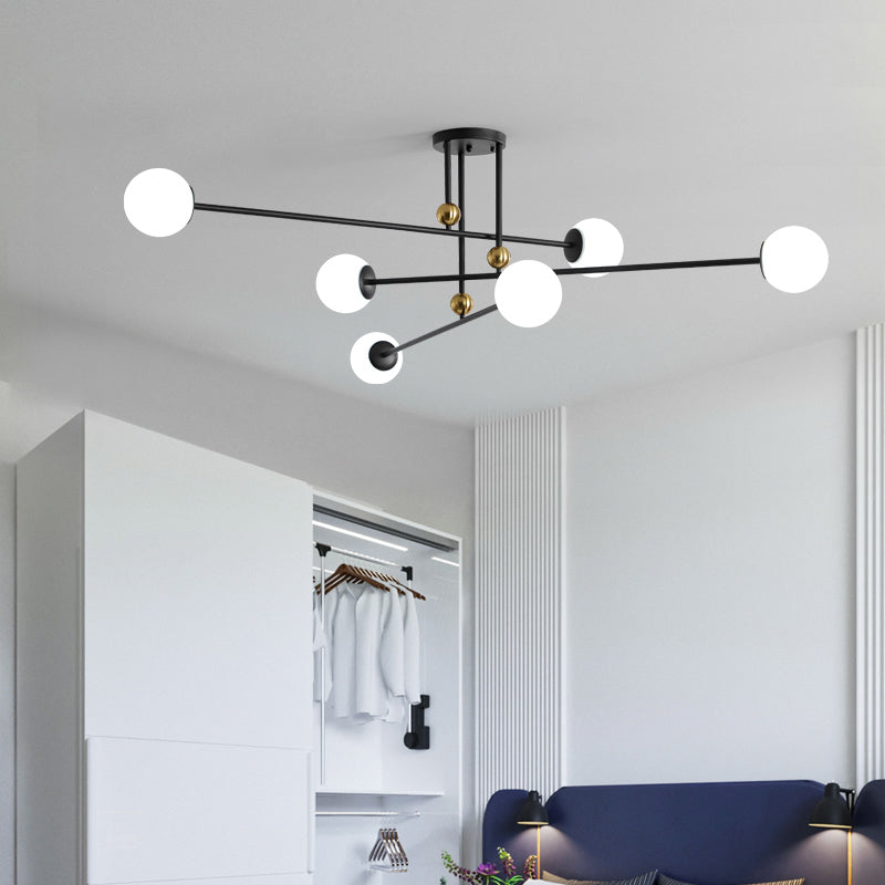 Bal semi spoelplafond verlichtingsarmatuur minimalistische opaalglas 6-bulb spoeling mount voor woonkamer