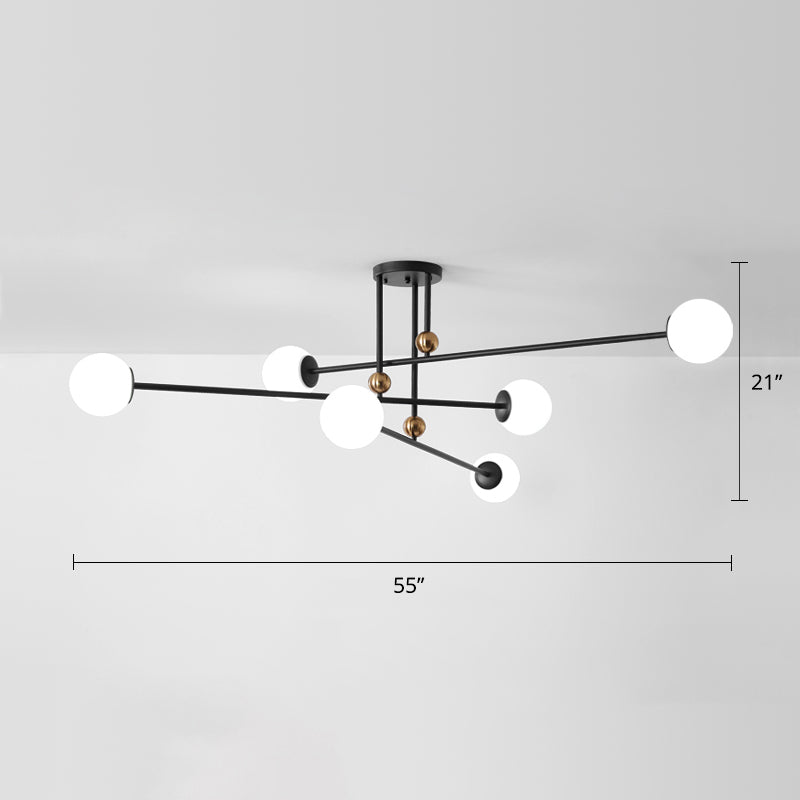 Bal semi spoelplafond verlichtingsarmatuur minimalistische opaalglas 6-bulb spoeling mount voor woonkamer