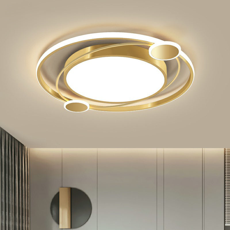 Metall Kreisförmige LED Flush Light Minimalismus Gold Finish Deckenmontage Lampe für Schlafzimmer