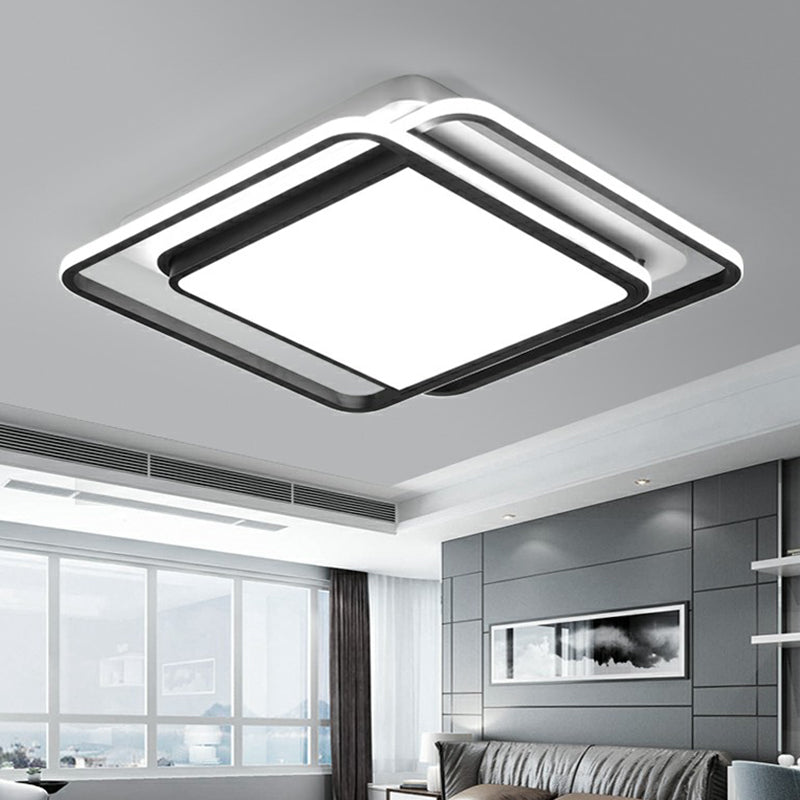 Vierkante LED Plafond Gemonteerde Armatuur Nordic Acryl Slaapkamer Flush Mount Verlichting in zwart