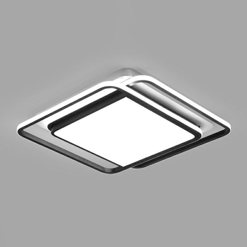 Square LED Deckenmontage Befestigung Nordic Acryl Schlafzimmer Flush Mount Beleuchtung in Schwarz