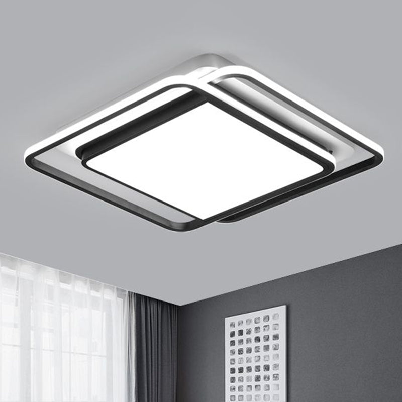 Vierkante LED Plafond Gemonteerde Armatuur Nordic Acryl Slaapkamer Flush Mount Verlichting in zwart