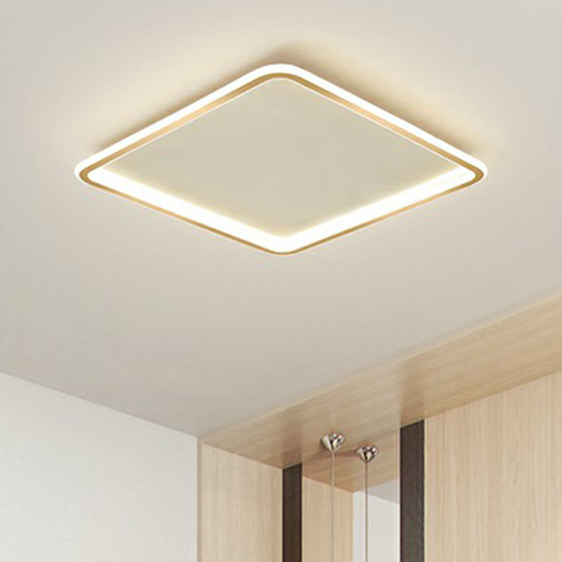 Lampe LED encastrée ultra-mince en aluminium, luminaire de plafond minimaliste avec finition dorée pour chambre à coucher