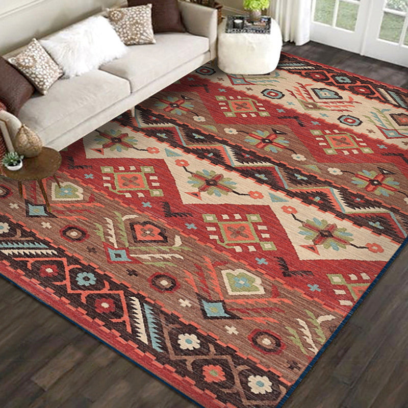 Casual Multi Color Geo Rug Polyster Western Area Carpet Anti-Slip Machine Washable Easy Care Indoor Rug for Living Room