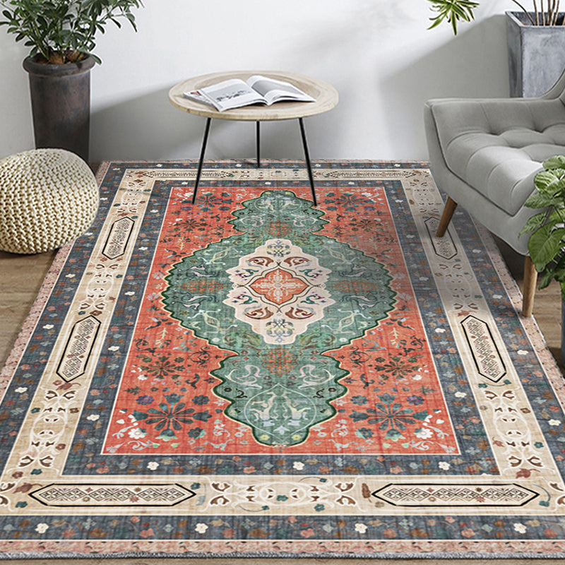 Casual Multi Color Geo Rug Polyster Western Area Carpet Anti-Slip Machine Washable Easy Care Indoor Rug for Living Room