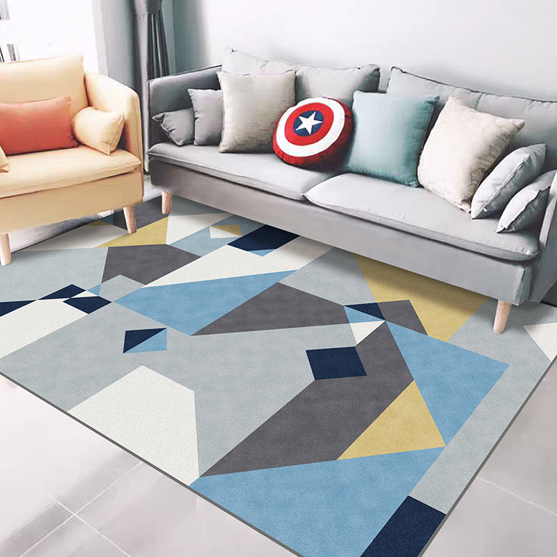 Casual Geometric Pattern Rug Multi Color Synthetics Indoor Rug Non-Slip Backing Machine Washable Area Carpet for Parlor