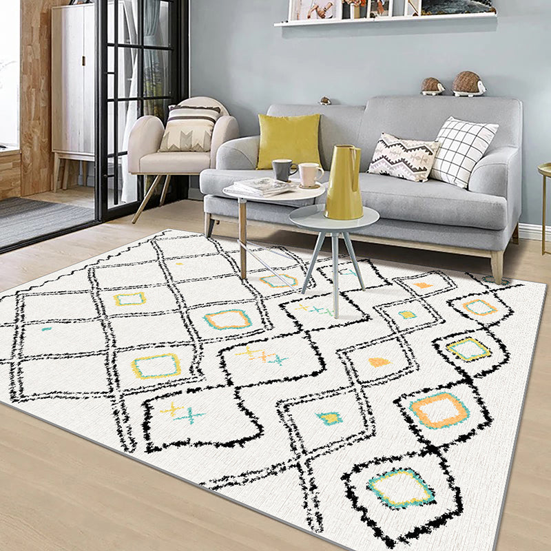 Casual Geometric Pattern Rug Multi Color Synthetics Indoor Rug Non-Slip Backing Machine Washable Area Carpet for Parlor