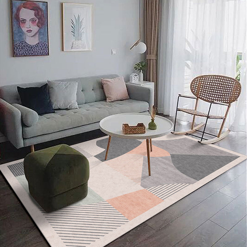 Casual Geometric Pattern Rug Multi Color Synthetics Indoor Rug Non-Slip Backing Machine Washable Area Carpet for Parlor